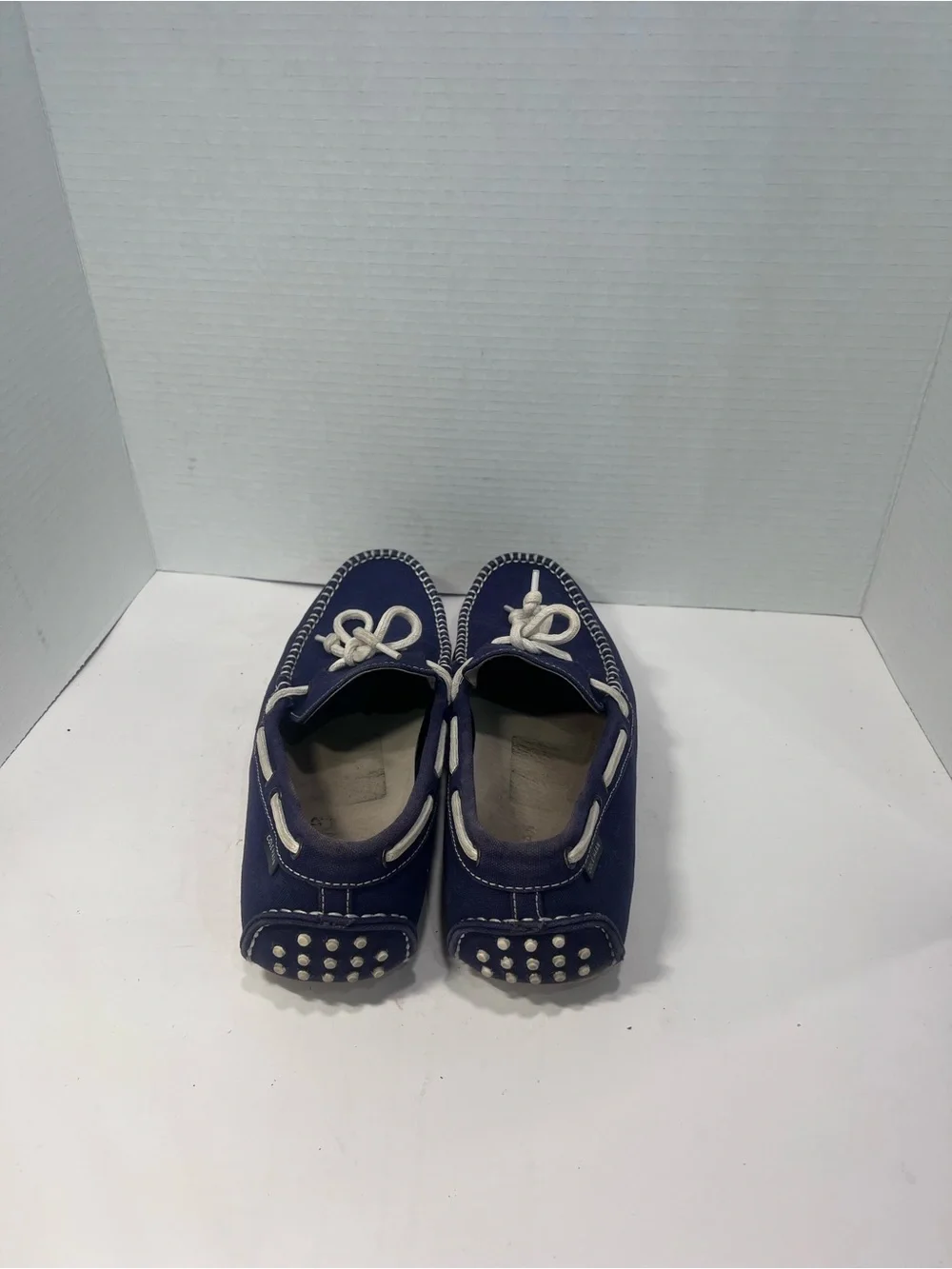 Cole Haan Navy Suede Boat Shoes with White Laces